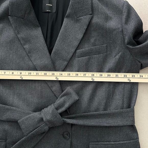 Pinko Emeline Belted Wool Blend Blazer Gray Italy Size 12 US / 48 IT - Picture 12 of 15